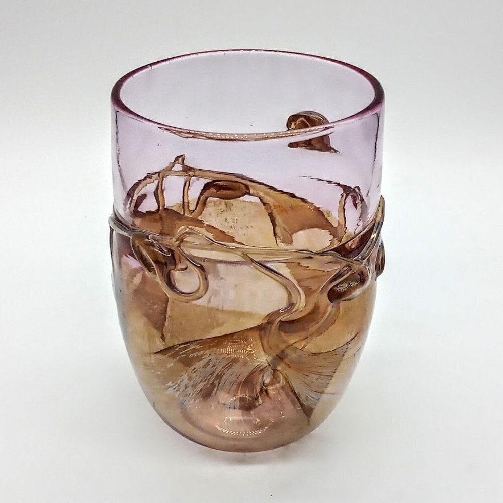 Vintage 1990s Warren Handblown Studio Art Glass Tumbler Vase